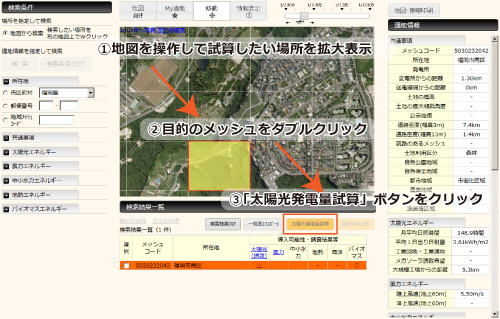 システム画面:発電量試算